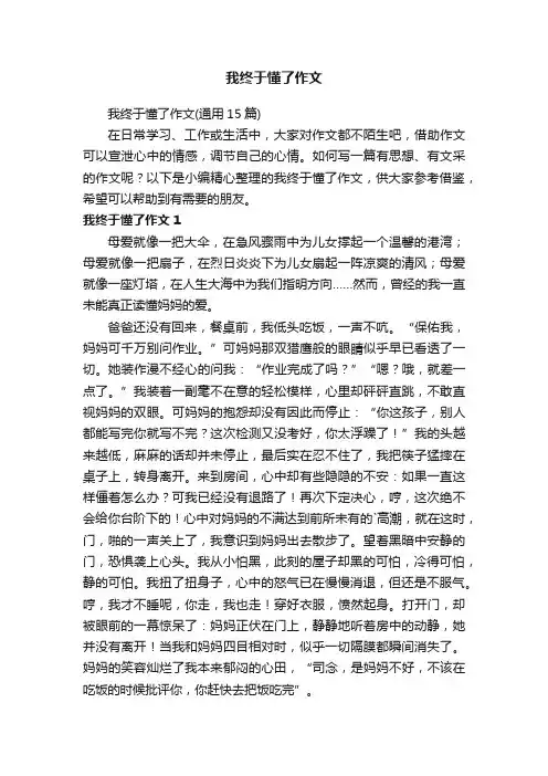 我终于懂了作文