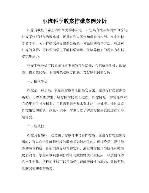 小班科学教案柠檬案例分析