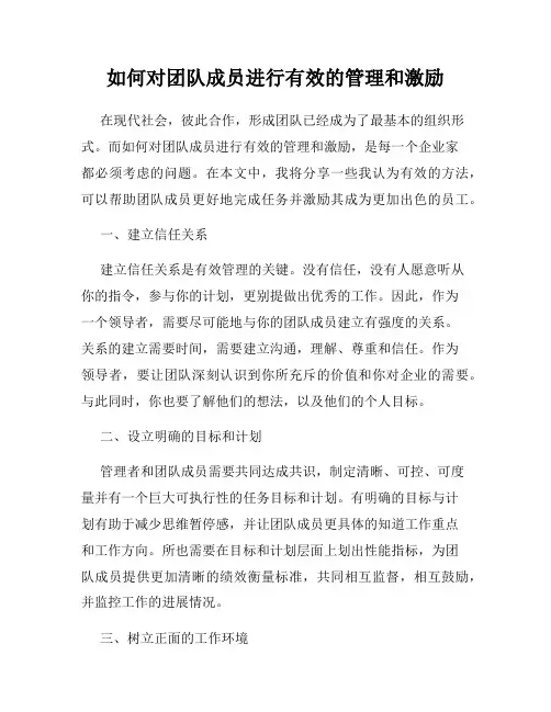 如何对团队成员进行有效的管理和激励
