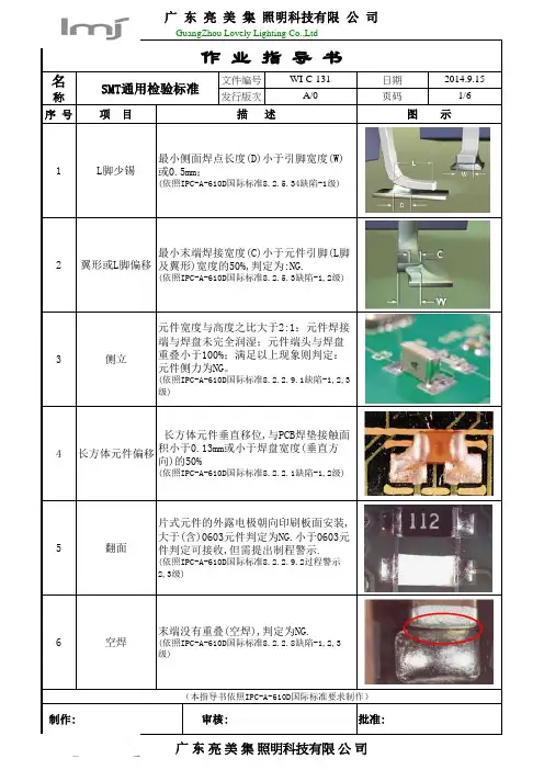 SMT通用检测判定标准