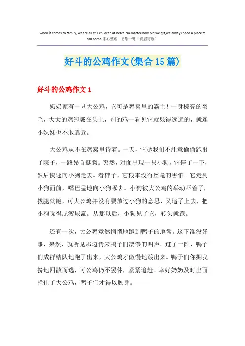 好斗的公鸡作文(集合15篇)