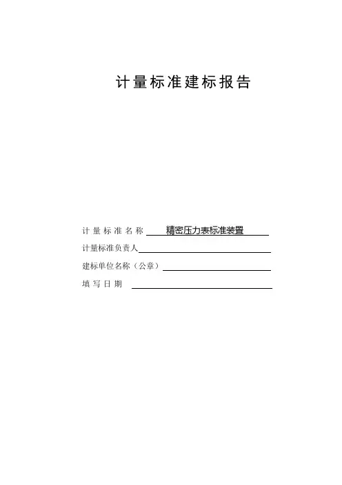 精密压力表建标报告