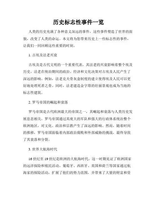 历史标志性事件一览