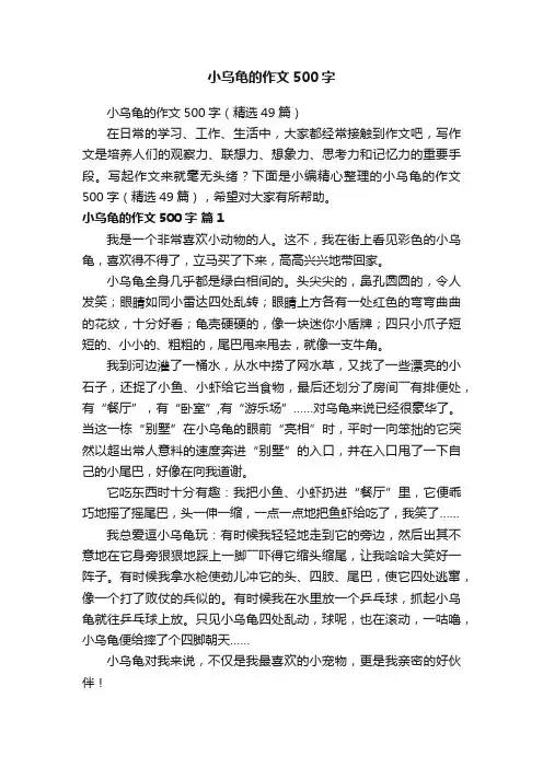 小乌龟的作文500字（精选49篇）