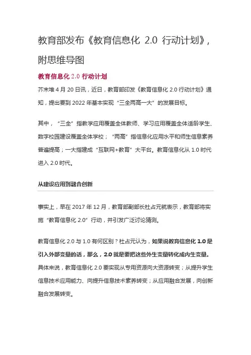 教育部发布《教育信息化2.0行动计划》,附思维导图