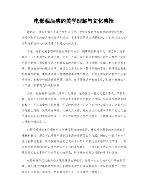 电影观后感的美学理解与文化感悟