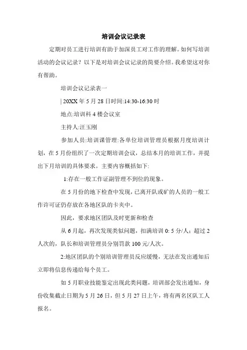 培训会议记录表.doc