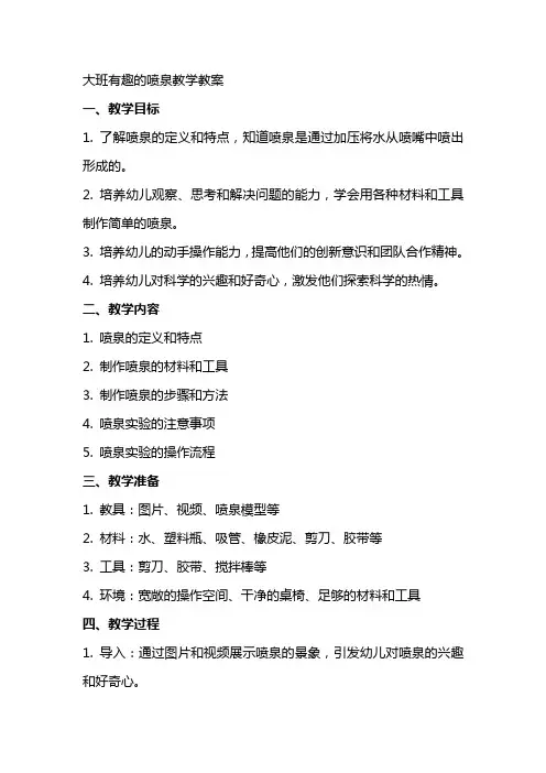 大班有趣的喷泉教学教案
