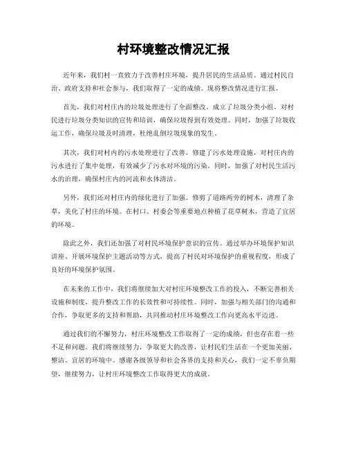 村环境整改情况汇报