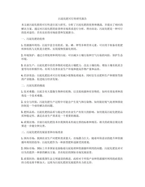 污泥化肥可行性研究报告