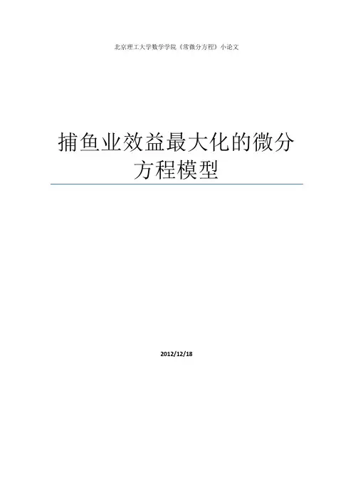 数学建模论文 捕鱼效益最大化模型