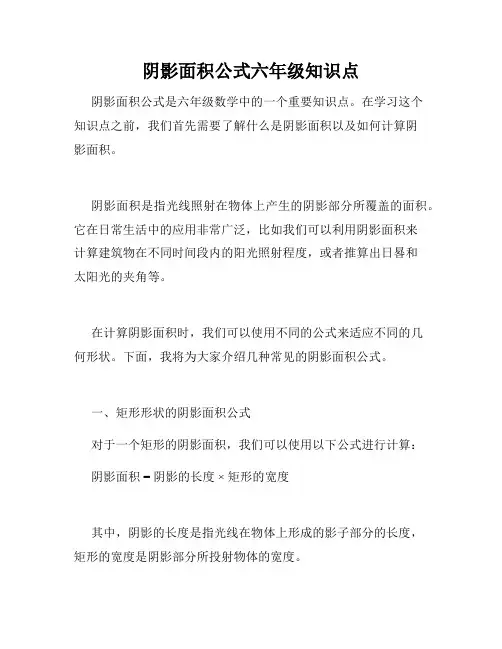 阴影面积公式六年级知识点