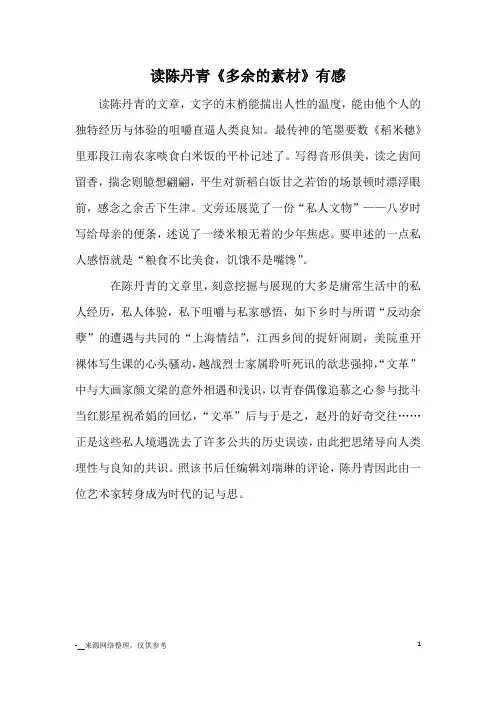 读陈丹青《多余的素材》有感_读后感