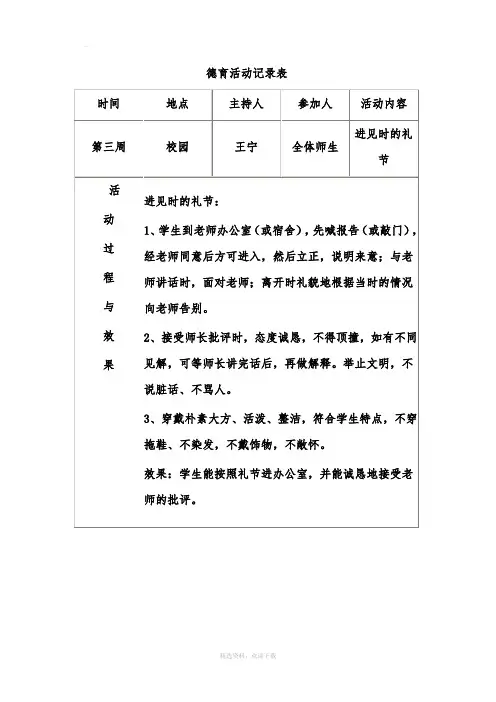 德育活动记录表