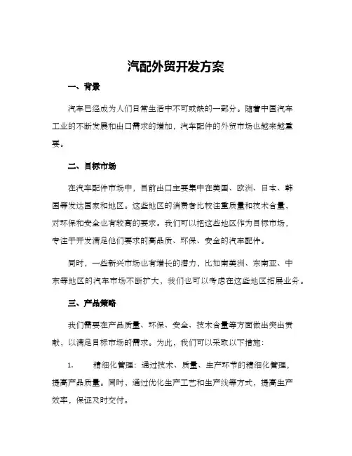 汽配外贸开发方案