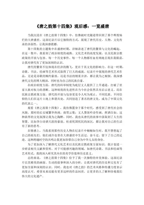 唐之韵第十四集观后感