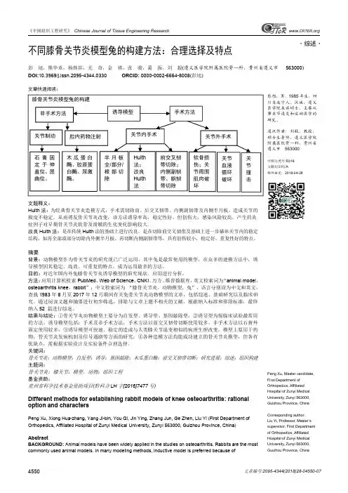 不同膝骨关节炎模型兔的构建方法：合理选择及特点