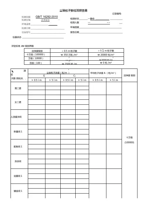 尘埃粒子数检测报告