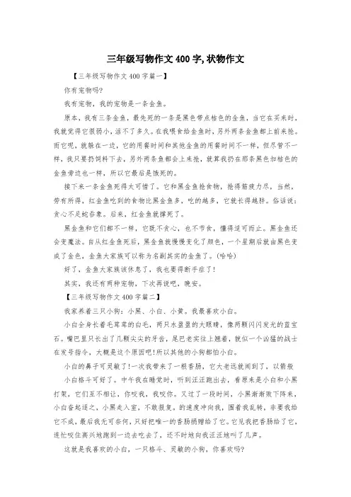 三年级写物作文400字,状物作文