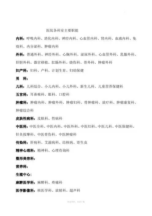 医院科室分类(最全)1
