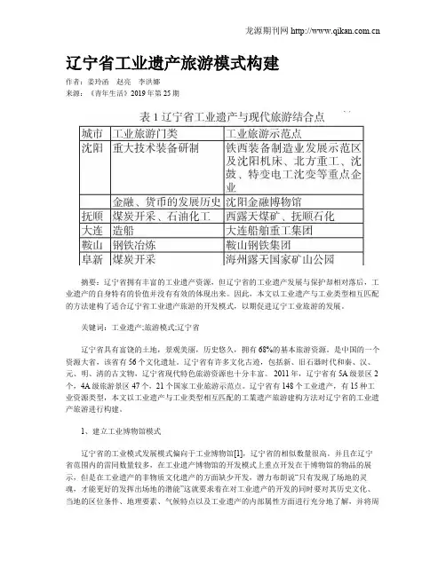 辽宁省工业遗产旅游模式构建