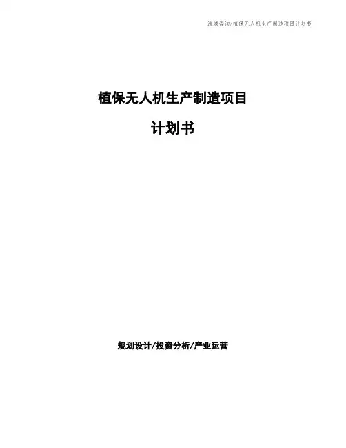植保无人机生产制造项目计划书