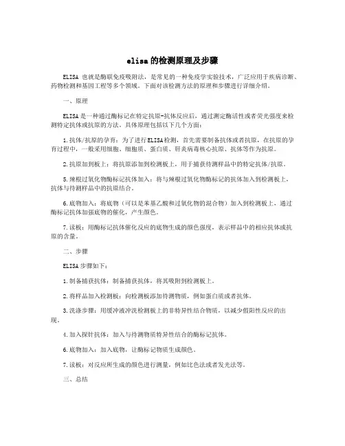 elisa的检测原理及步骤