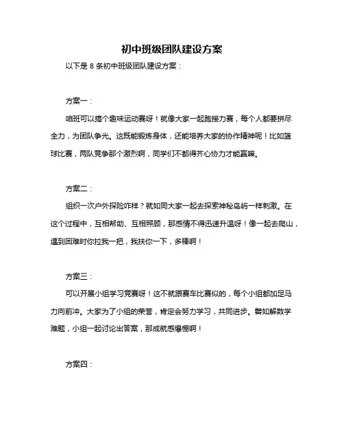 初中班级团队建设方案
