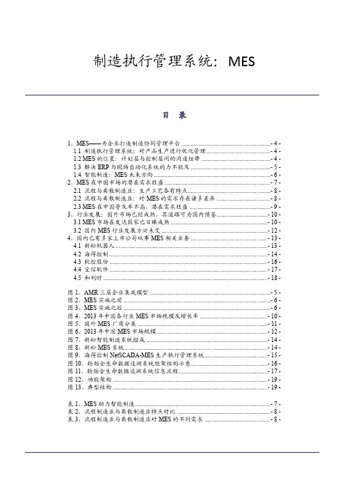 制造执行管理系统：MES