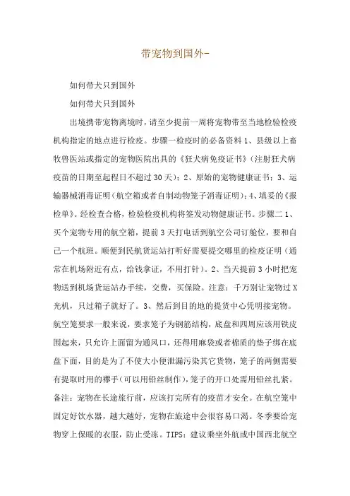 带宠物到国外--如何带犬只到国外