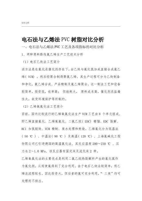 电石法与乙烯法PVC树脂对比