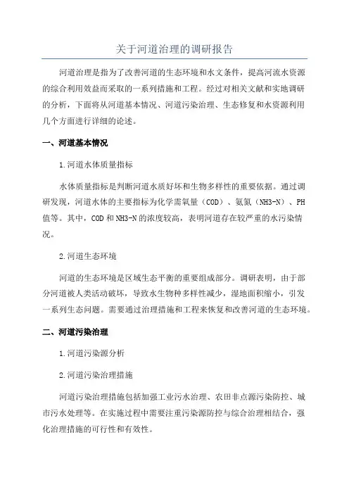 关于河道治理的调研报告
