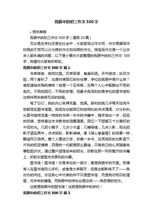 我眼中的初三作文500字