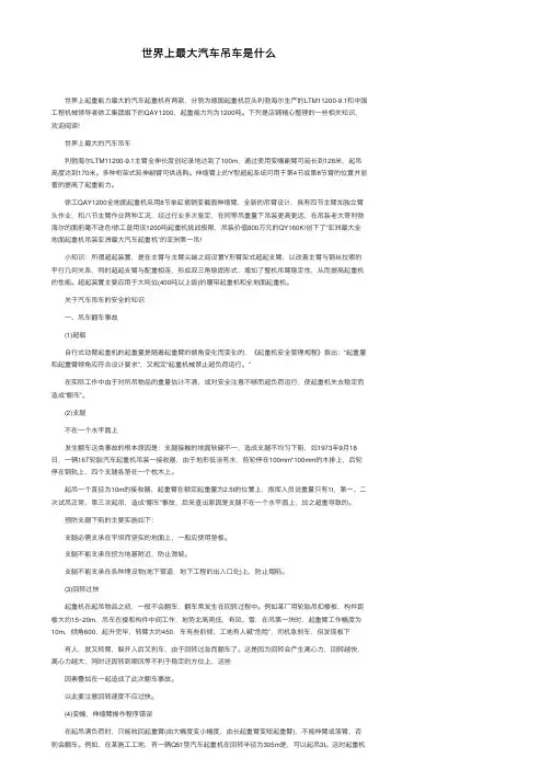 世界上最大汽车吊车是什么