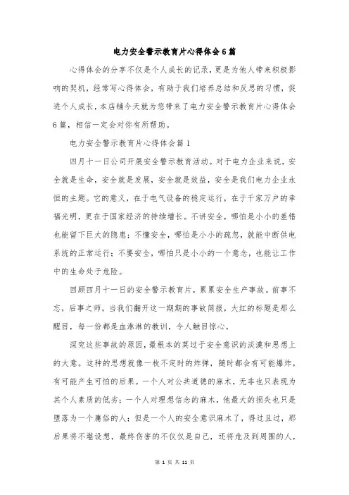 电力安全警示教育片心得体会6篇