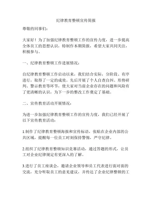纪律教育整顿宣传简报