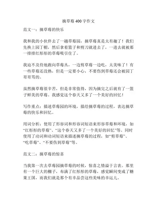 摘草莓400字作文