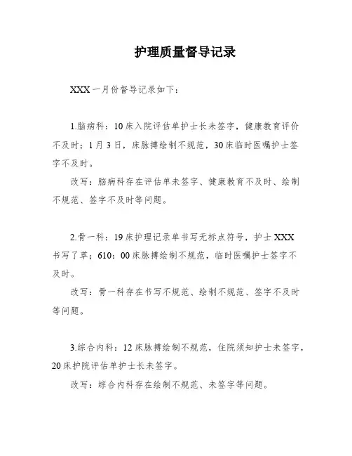 护理质量督导记录