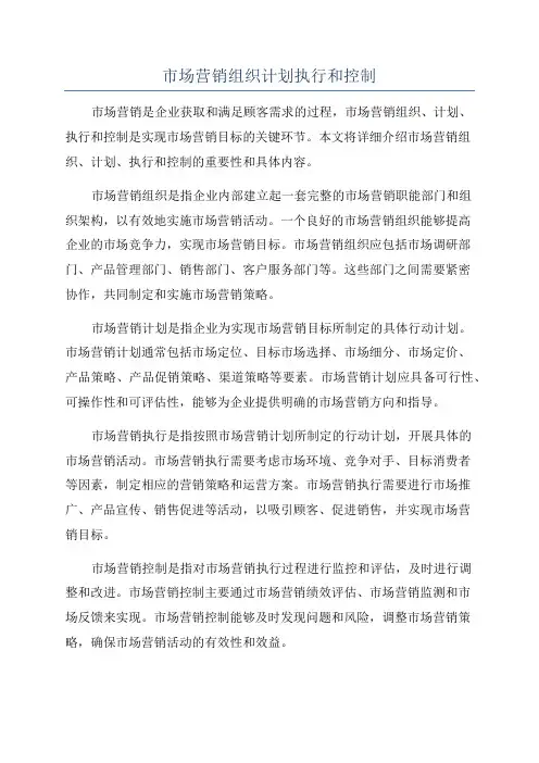 市场营销组织计划执行和控制