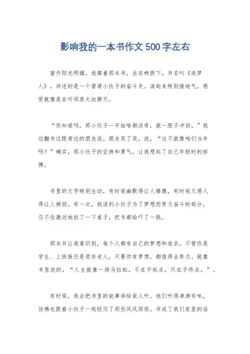 影响我的一本书作文500字左右