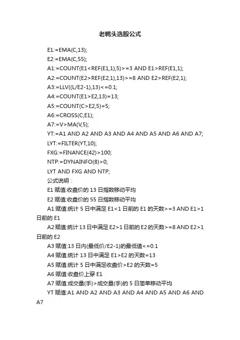 老鸭头选股公式