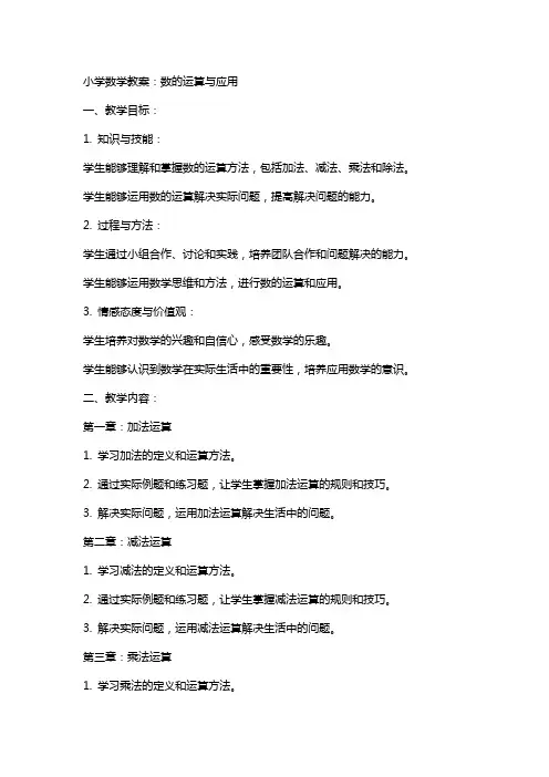 小学数学教案：数的运算与应用