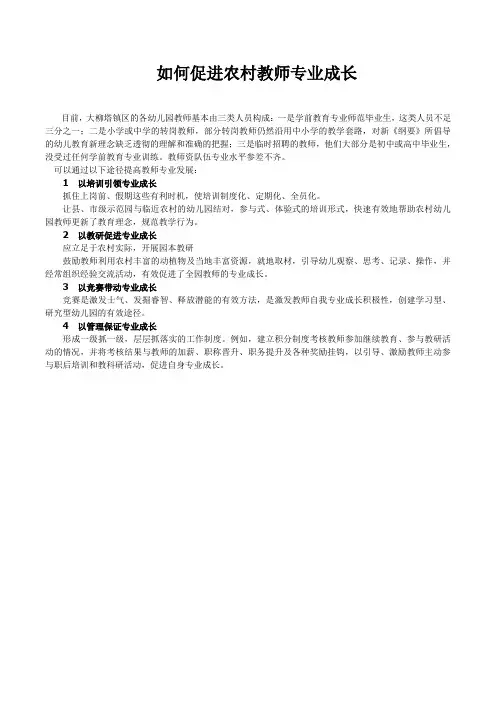 如何促进农村教师专业成长