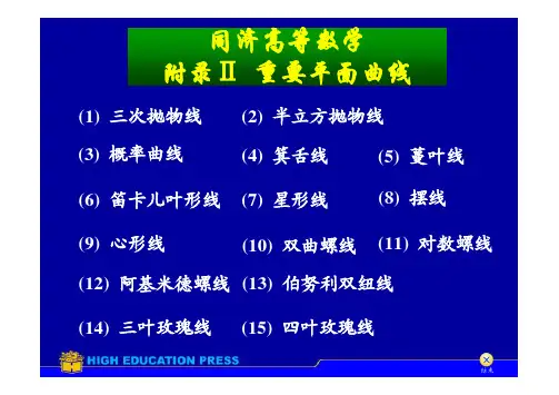 同济高等数学附表各种曲线详解包括弧长所围面积渐近线曲率半径