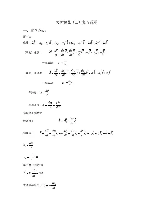 大学物理(上)复习公式