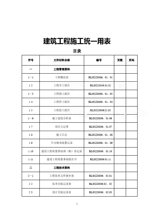 建筑工程施工统一用表(好用)