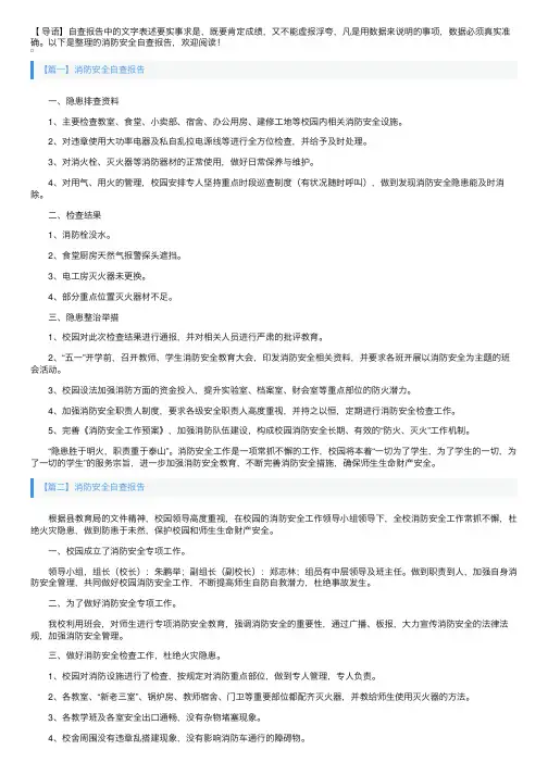 消防安全自查报告5篇