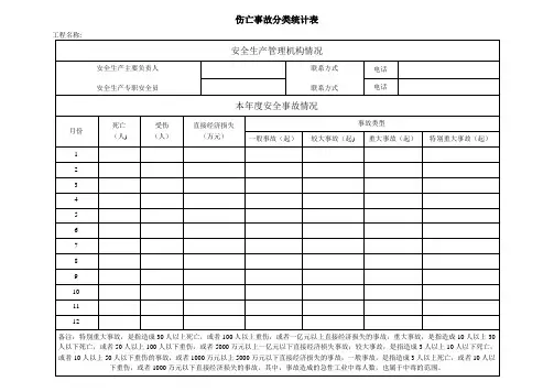 伤亡事故分类统计表
