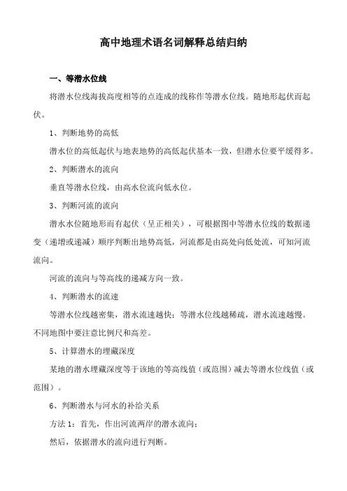 高中地理术语名词解释总结归纳