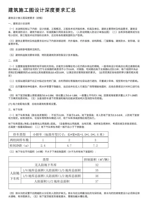 建筑施工图设计深度要求汇总